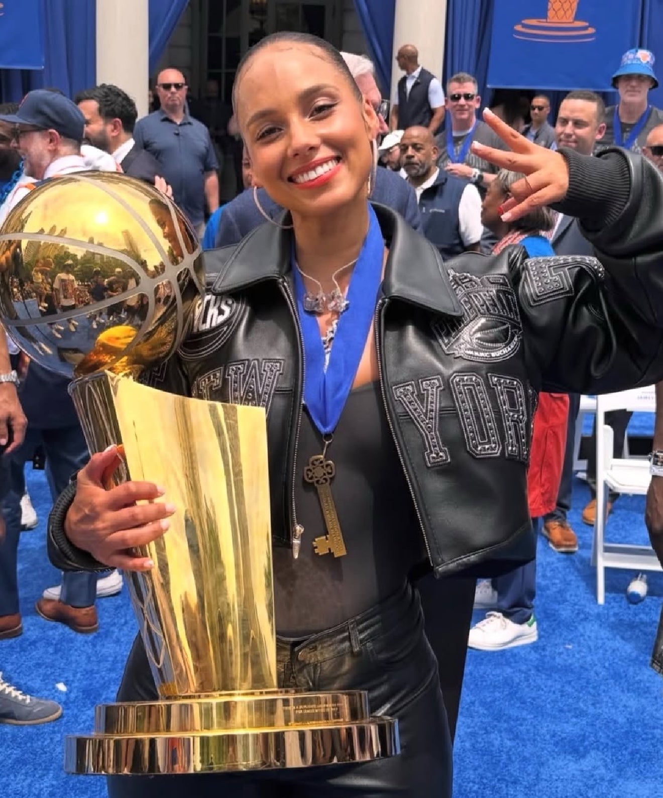 Alicia Keys Closes Knicks Parade in Pelle Pelle
